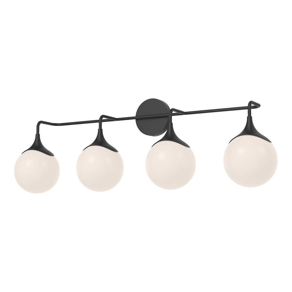ALORA MOOD Lighting VL505136MBOP Vanity Light Fixture, UL Damp Rated, Matte Black/Opal Matte Glass