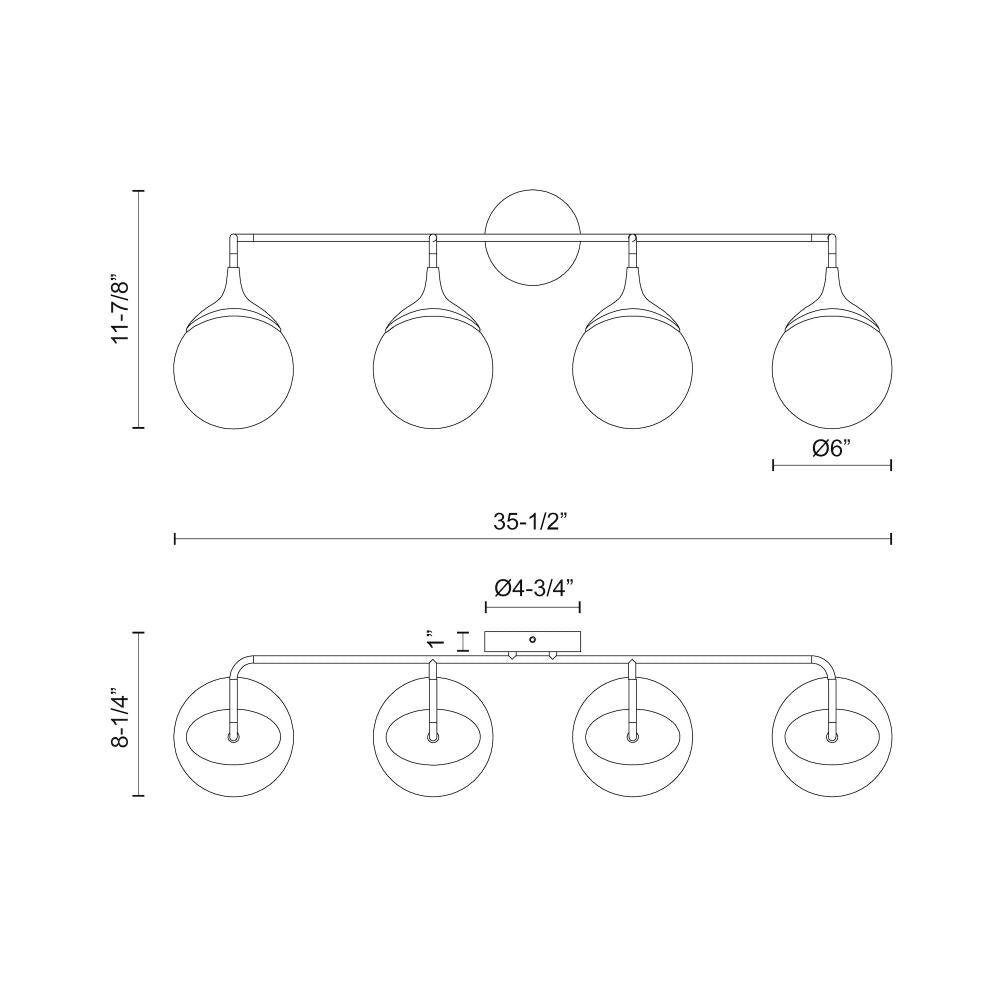 ALORA MOOD Lighting VL505136MBOP Vanity Light Fixture, UL Damp Rated, Matte Black/Opal Matte Glass
