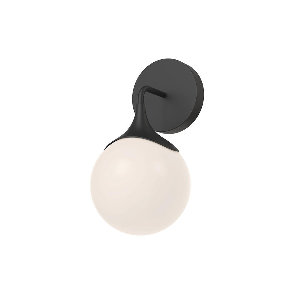 Alora Mood Lighting WV505106MBOP Wall/Vanity Light Fixture, UL Damp Rated, Matte Black/Opal Matte Glass