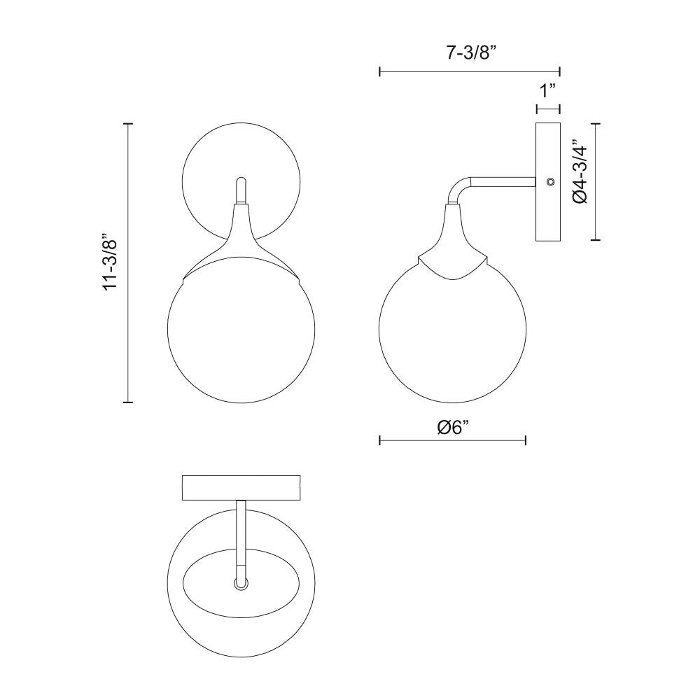 ALORA MOOD Lighting WV505106AGOP Wall/Vanity Light Fixture, UL Damp Rated, Aged Gold/Opal Matte Glass