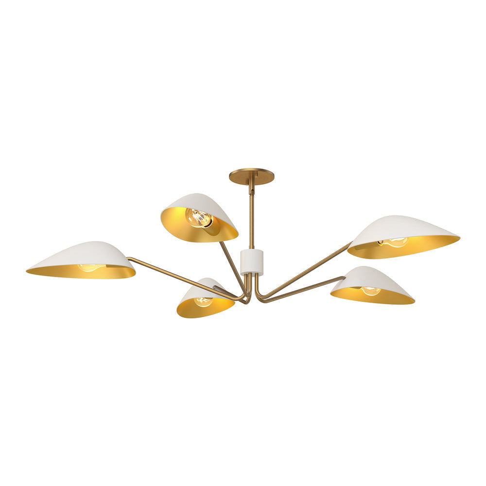 ALORA MOOD Lighting PD550545WHAG Oscar 46-in 5 Lights Pendant, Aged Gold/White