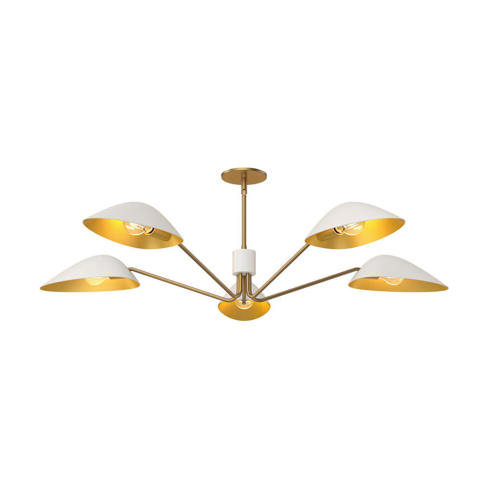 ALORA MOOD Lighting PD550545WHAG Oscar 46-in 5 Lights Pendant, Aged Gold/White