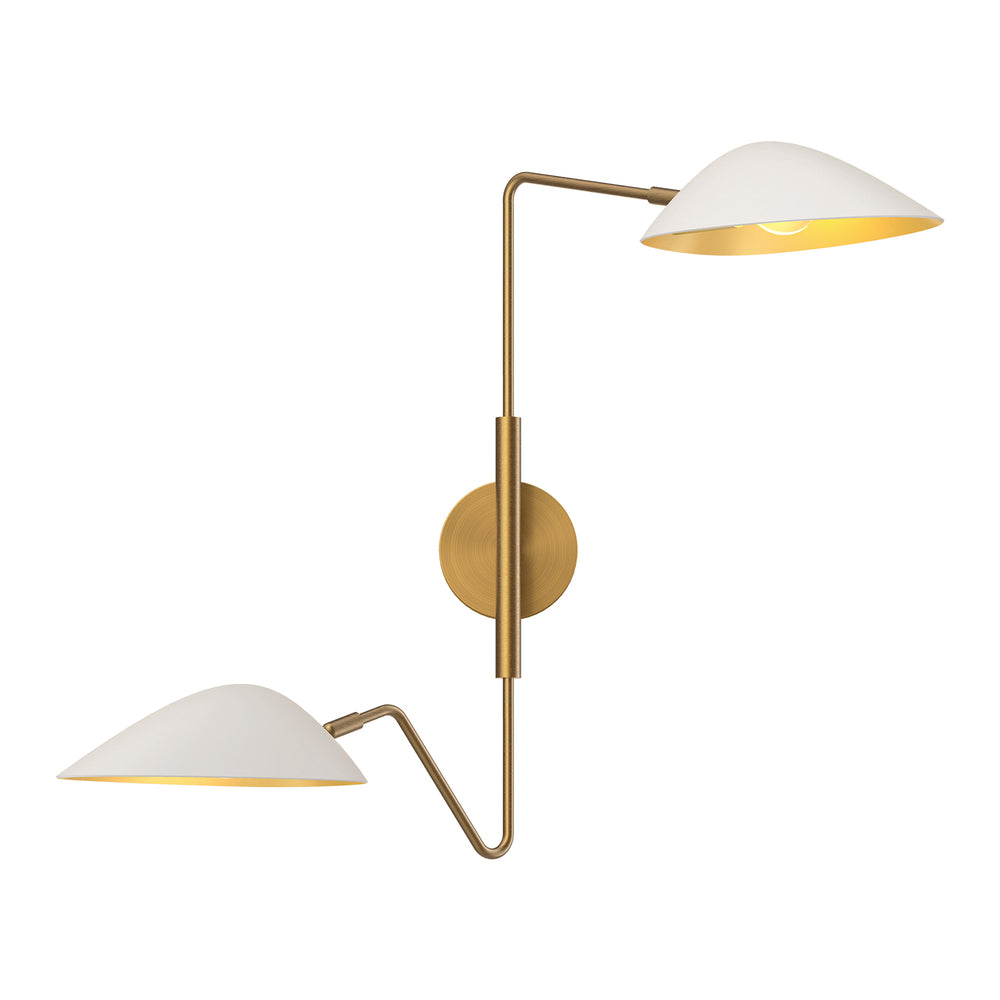 ALORA MOOD Lighting WV550224WHAG Wall/Vanity Light Fixture, UL Damp Rated, Aged Gold/White