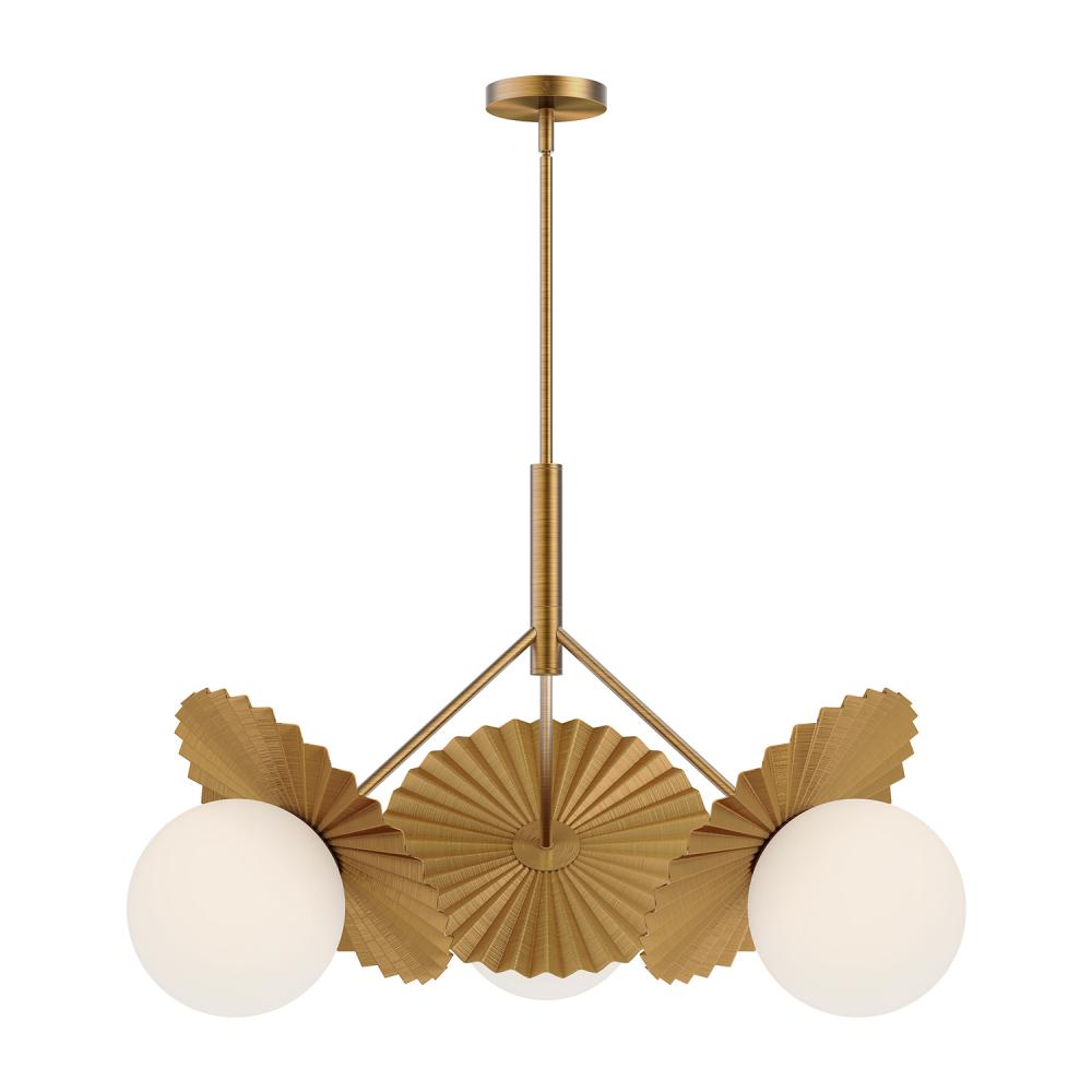 ALORA MOOD Lighting CH501334BGOP Chandeliers, 3 Lights, Brushed Gold/Opal Glass