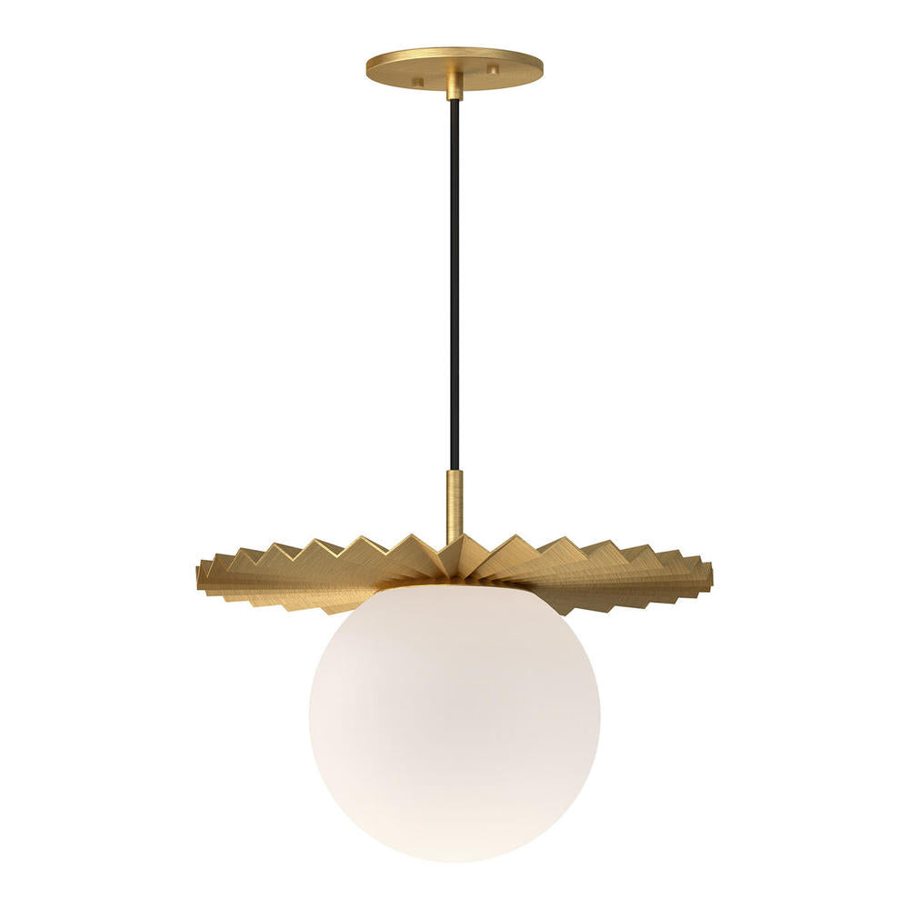 ALORA MOOD Lighting PD501214BGOP Pendant, 1 Light, Brushed Gold/Opal Matte Glass