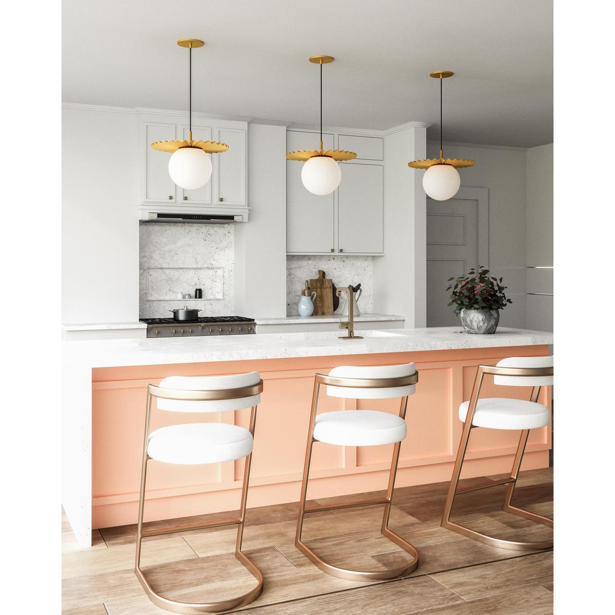ALORA MOOD Lighting PD501214BGOP Pendant, 1 Light, Brushed Gold/Opal Matte Glass