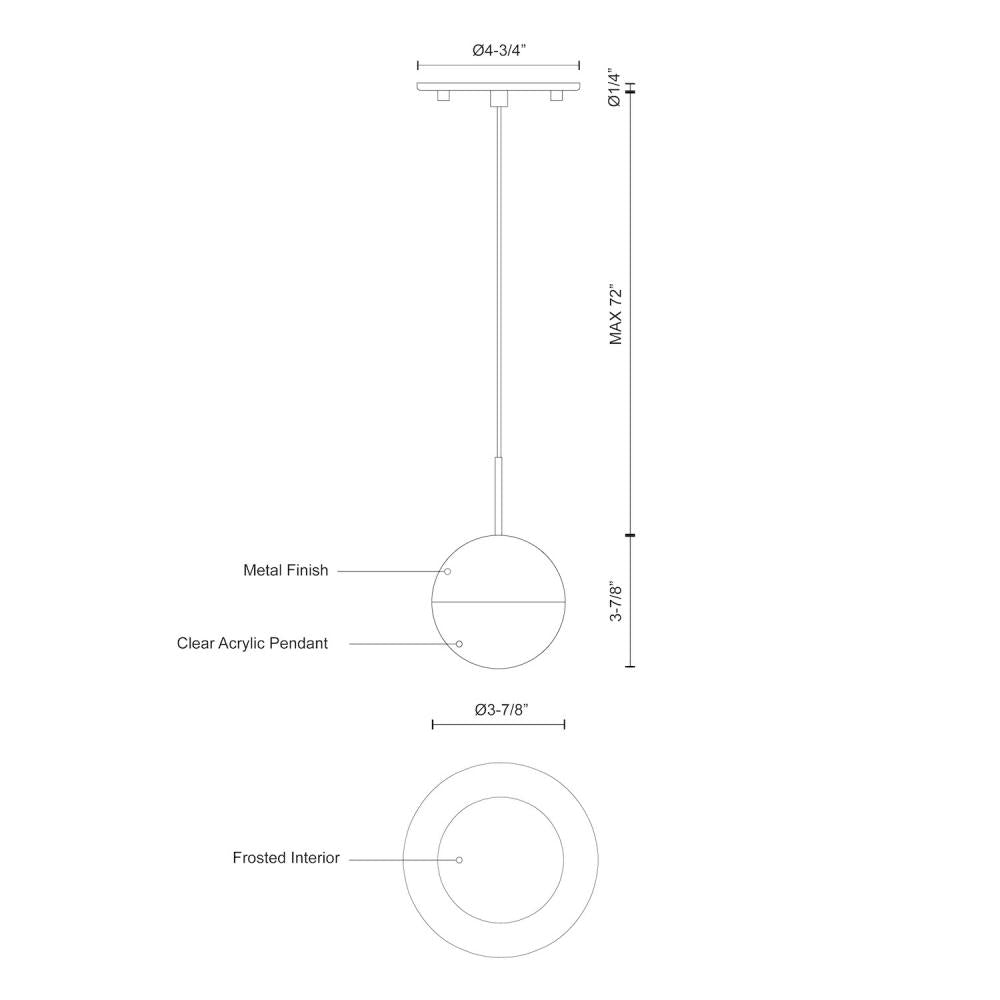 Kuzco Lighting 402801CH-LED Pendant, 9W, Chrome