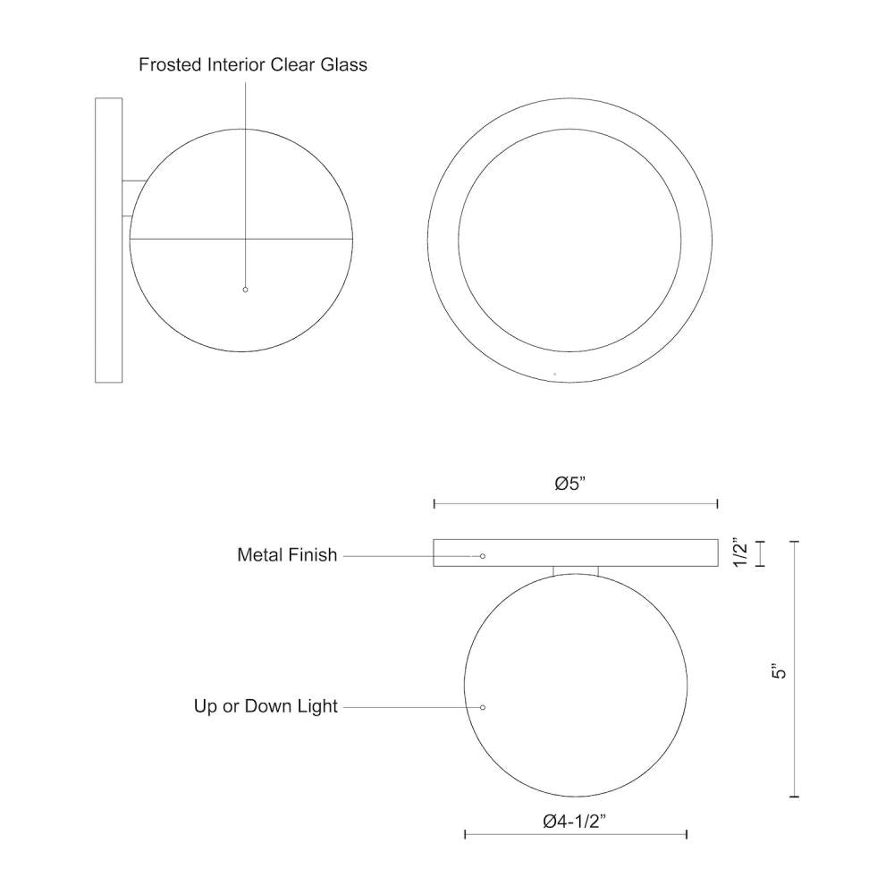 Kuzco Lighting WS47305-CH Wall Sconce, LED, Chrome