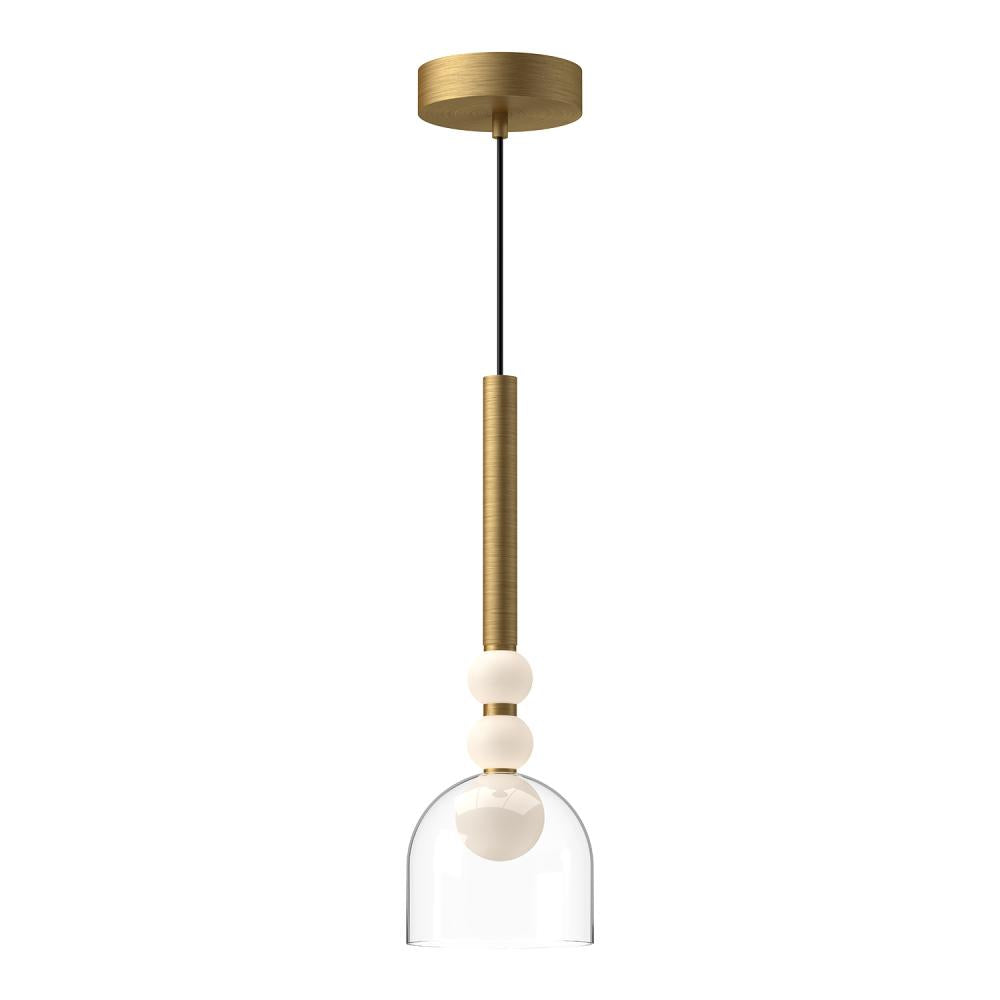 Kuzco Rise PD30505-BG/CL Pendant Light Fixture, 6-in, Brushed Gold/Clear