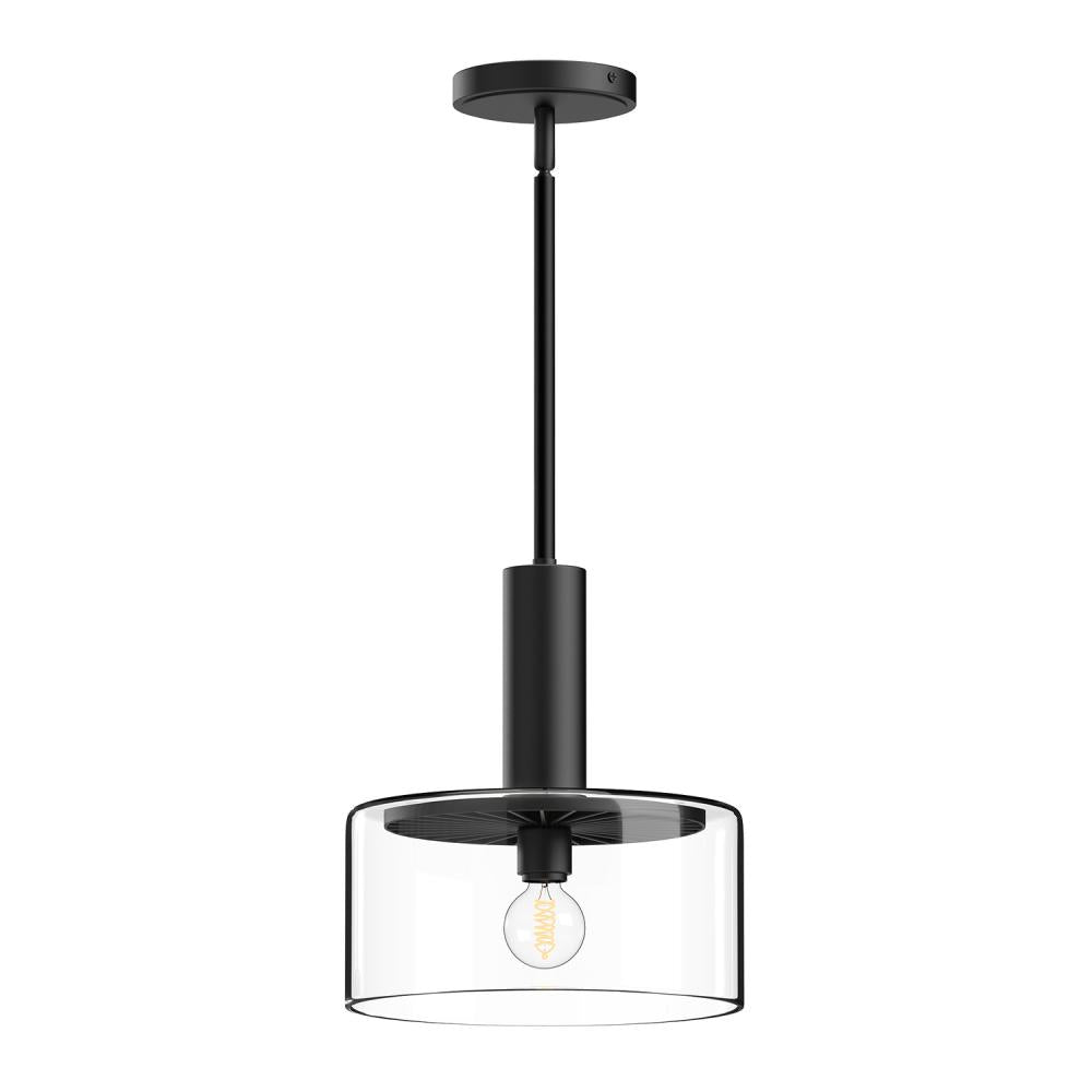 ALORA MOOD Lighting PD535010MBCL Pendant Light Fixture, 1 Light, Clear Glass/Matte Black