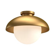 ALORA MOOD Lighting FM522012AGOP Flush Mount, UL Damp Rated, Aged Gold/Opal Matte Glass