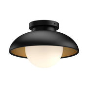 ALORA MOOD Lighting FM522016MBOP Flush Mount, UL Damp Rated, Matte Black/Opal Matte Glass