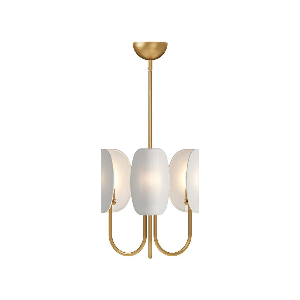 ALORA MOOD Lighting CH450715AGCW Seno 15-in Chandelier, 3 Lights, Aged Gold/White Cotton Fabric