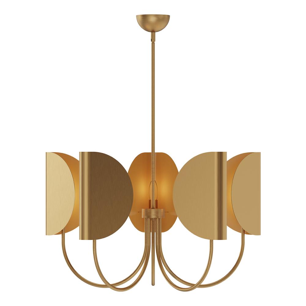 ALORA MOOD Lighting CH450732AG Seno 32-in Aged Gold 5 Lights Chandeliers, UL Damp Rated, Aged Gold