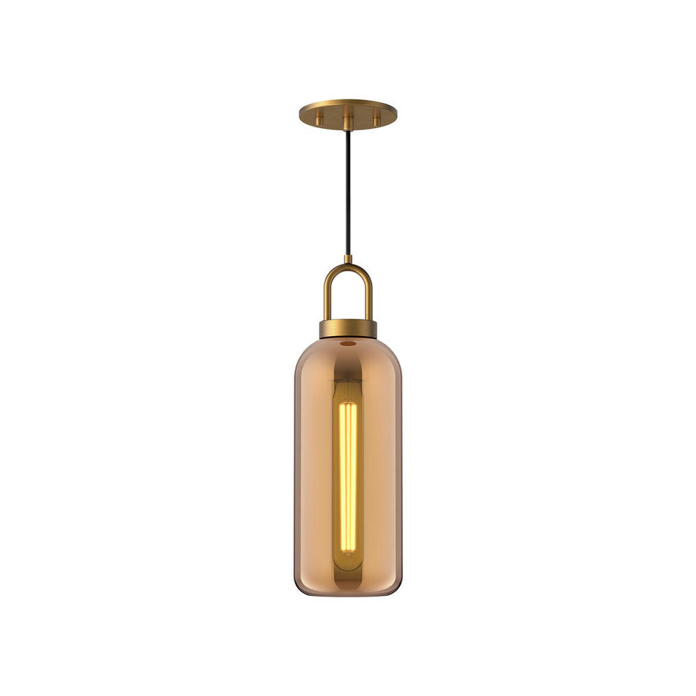 ALORA MOOD Lighting PD401505AGCP Pendant, 1 Light, Aged Gold/Copper Glass