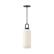ALORA MOOD Lighting PD401505MBOP 1 Light Pendant, Inspired by Japanese Lanterns, Matte Black/Opal Matte Glass