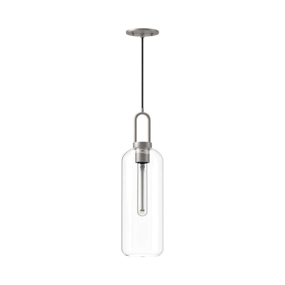 ALORA MOOD Lighting PD401606BNCL Soji 6-in Pendant Light Fixture, UL Damp Rated, Brushed Nickel/Clear Glass