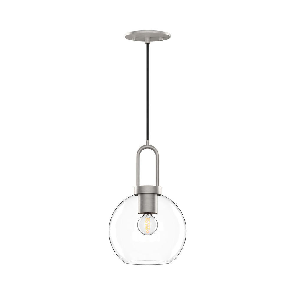 ALORA MOOD Lighting PD601608BNCL Pendant, 1 Light, Brushed Nickel/Clear Glass