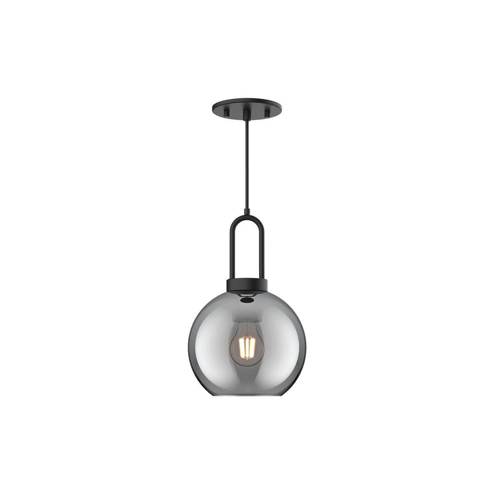 ALORA MOOD Lighting PD601608MBSM Pendant Light Fixture, UL Damp Rated, Matte Black/Smoked Solid Glass