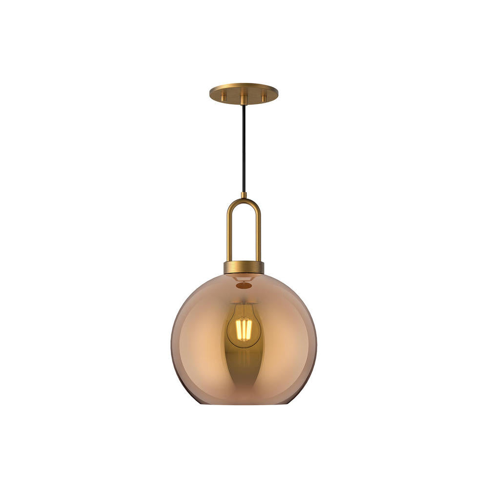 ALORA MOOD Lighting PD601710AGCP Pendant, 1 Light, Aged Gold/Copper Glass