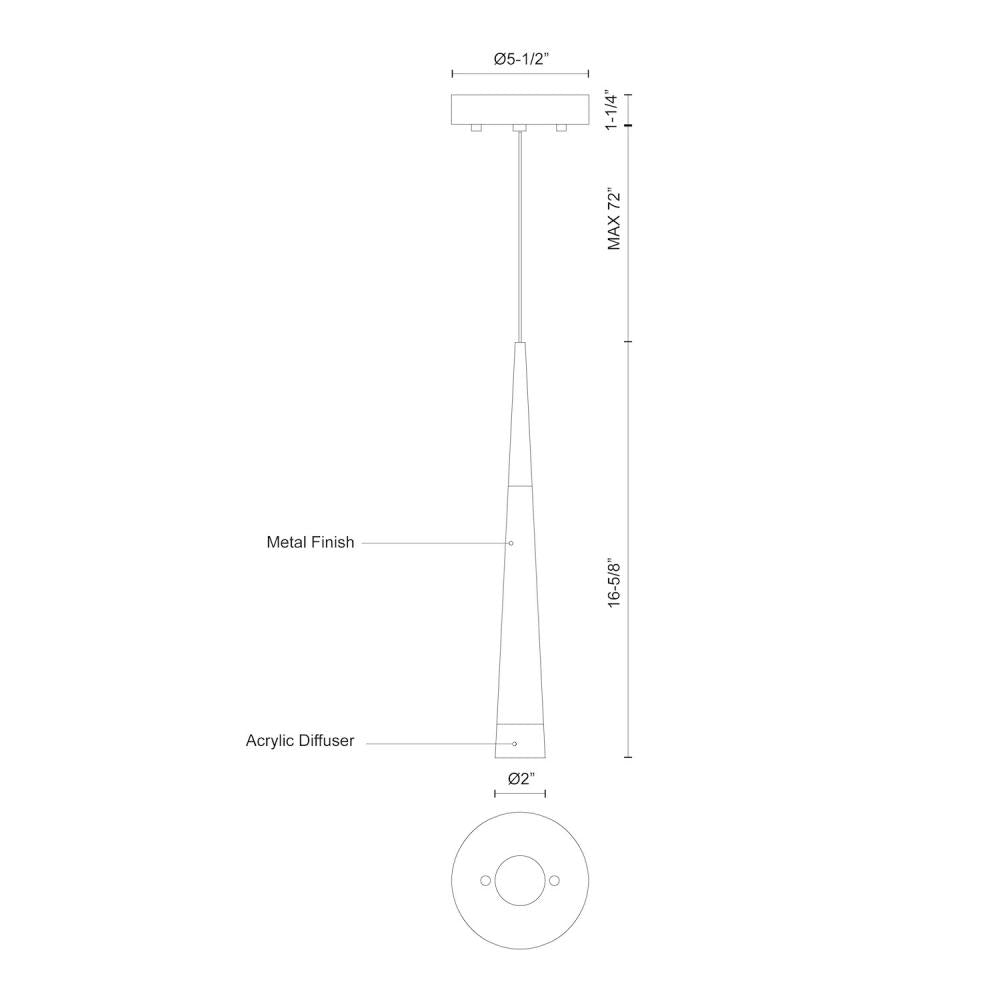 Kuzco Lighting 402501BK-LED Pendant, LED, Black, Chrome Finish