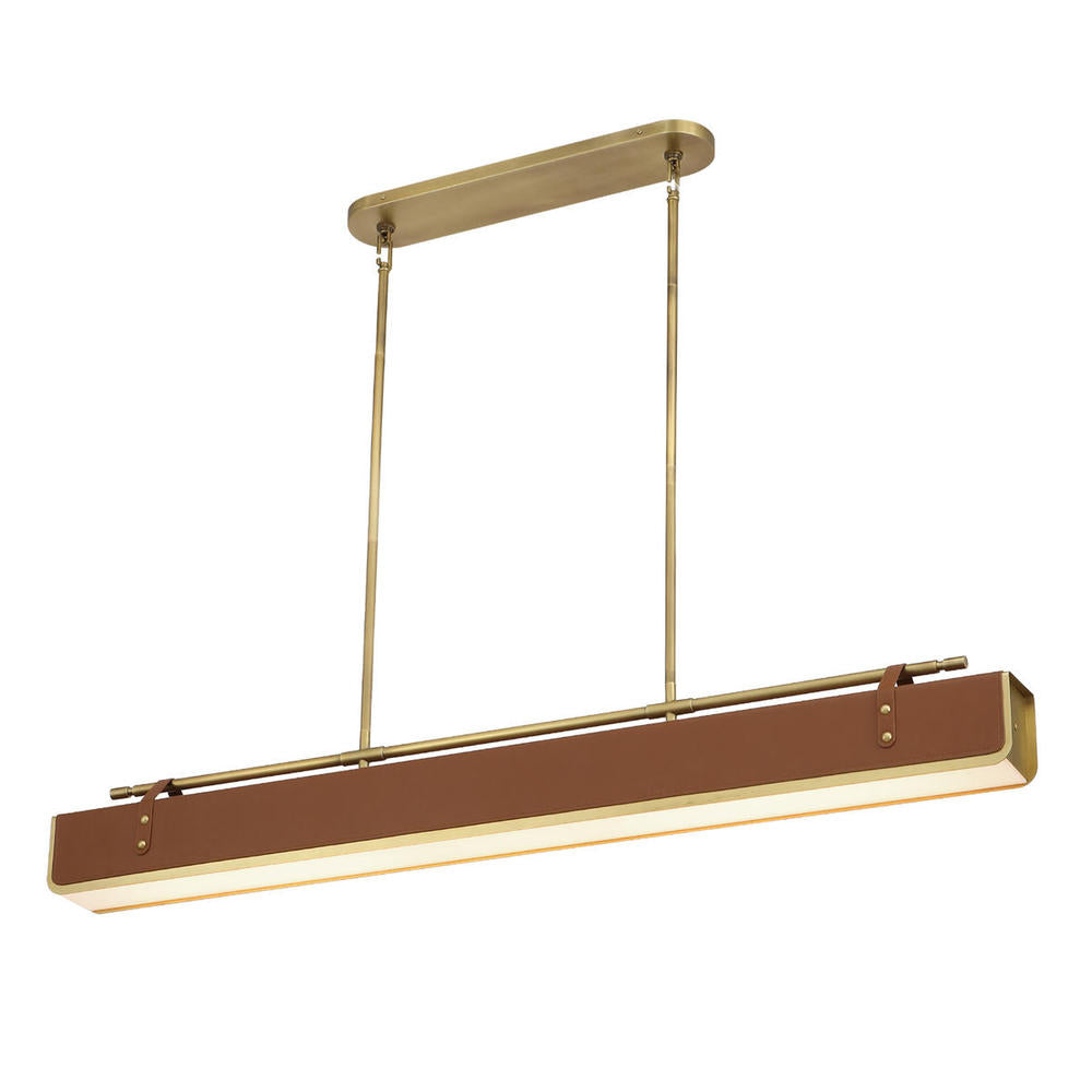ALORA Lighting Valise PD307960VBCL LED Pendant, Vintage Brass/Cognac Leather