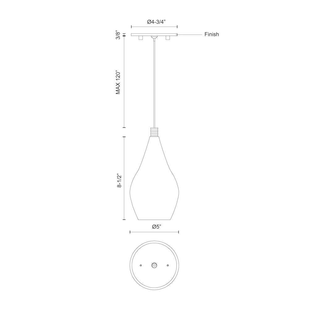 Kuzco PD3005 Victoria 5-in Pendant Light Fixture, UL Damp Rated, Chrome