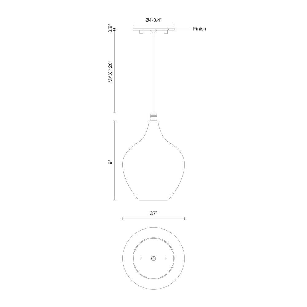 Kuzco Victoria PD3007 Pendant Light Fixture, UL Damp Rated, Chrome