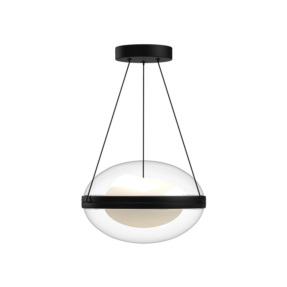 Kuzco Virgo PD76312-BK/OP Pendant, 12-in, LED, Black/Opal Glass