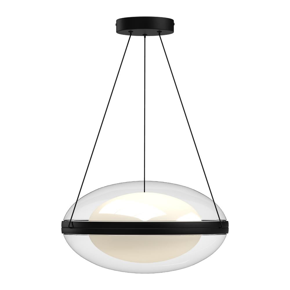 Kuzco Virgo PD76316-BK/OP Pendant Light Fixture, LED, Black/Opal Glass