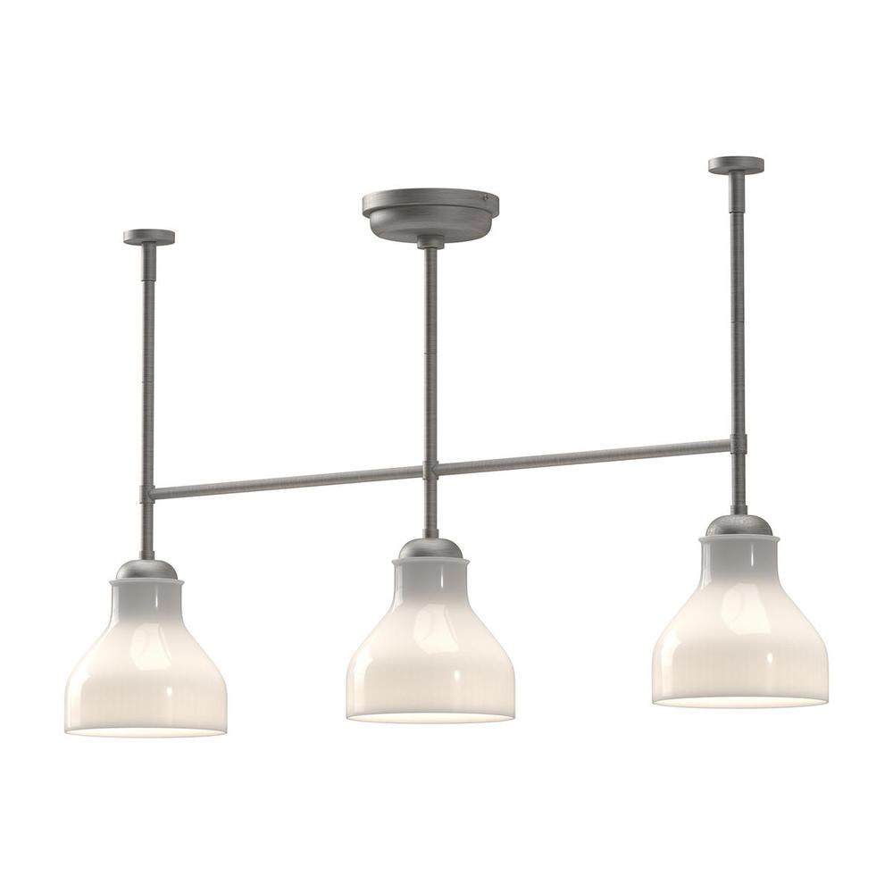 Alora Mood Lighting LP540334BNGO Westlake 34-in Linear Pendant, 3 Lights, Brushed Nickel/Glossy Opal Glass
