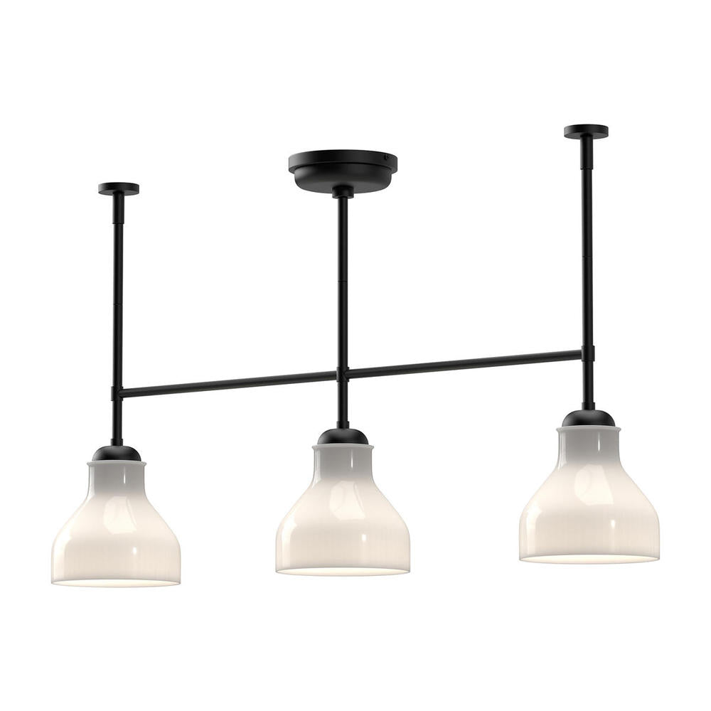 ALORA MOOD Lighting Westlake LP540334MBGO Linear Pendant, 3 Lights, Glossy Opal Glass/Matte Black
