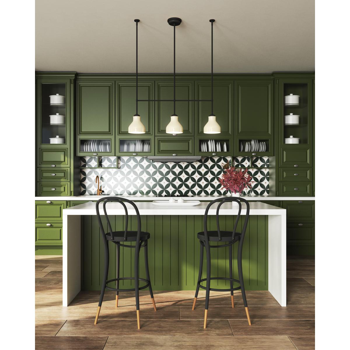 ALORA MOOD Lighting Westlake LP540334MBGO Linear Pendant, 3 Lights, Glossy Opal Glass/Matte Black