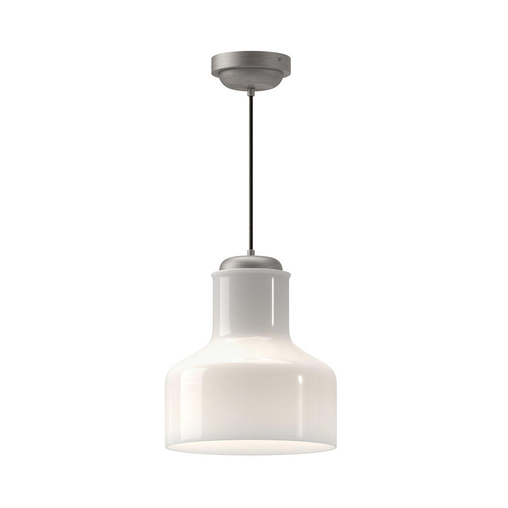 ALORA MOOD Lighting PD540411BNGO Pendant, 1 Light, Brushed Nickel/Glossy Opal Glass