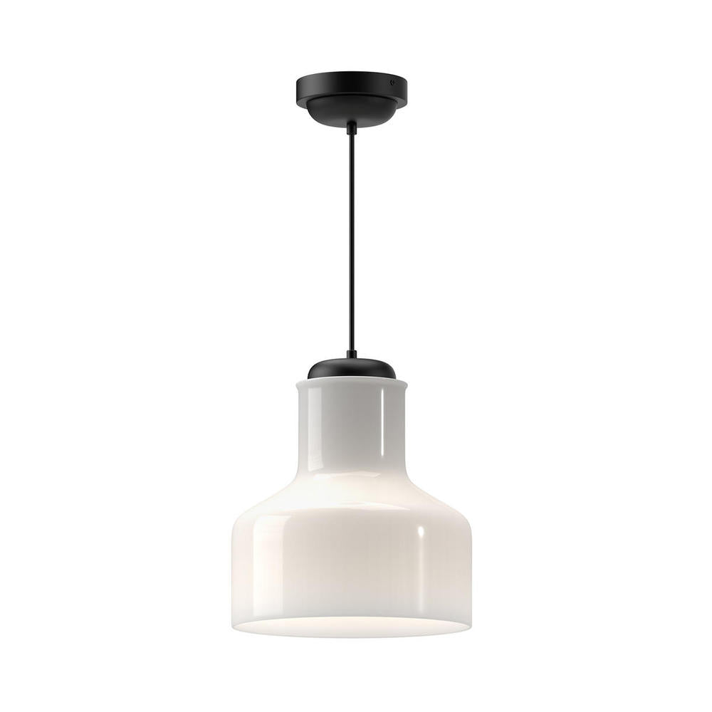 ALORA MOOD Lighting PD540411MBGO Pendant Light Fixture, UL Damp Rated, Glossy Opal Glass/Matte Black