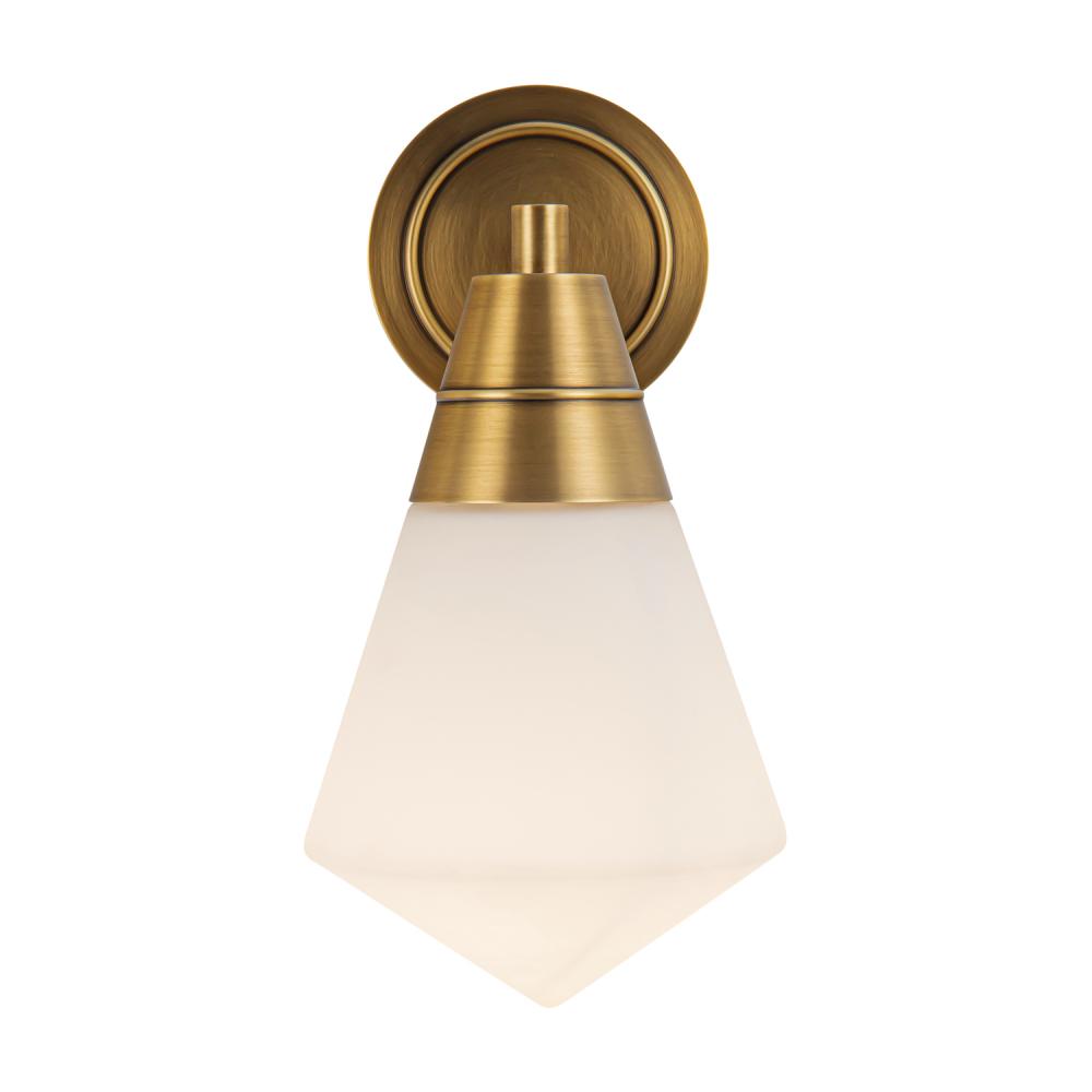 ALORA Lighting WV348106VBOP Wall/Vanity Light Fixture, UL Damp Rated, Vintage Brass/Opal Matte Glass