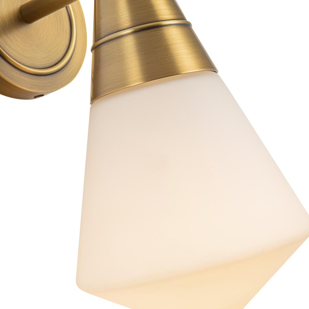 ALORA Lighting WV348106VBOP Wall/Vanity Light Fixture, UL Damp Rated, Vintage Brass/Opal Matte Glass