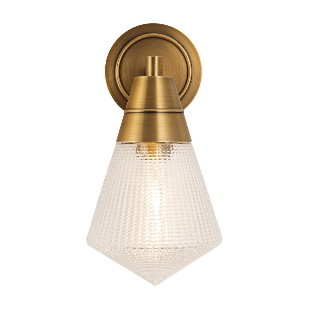ALORA Lighting WV348106VBPG Willard Vintage Brass/Prismatic Glass Wall/Vanity Light Fixture