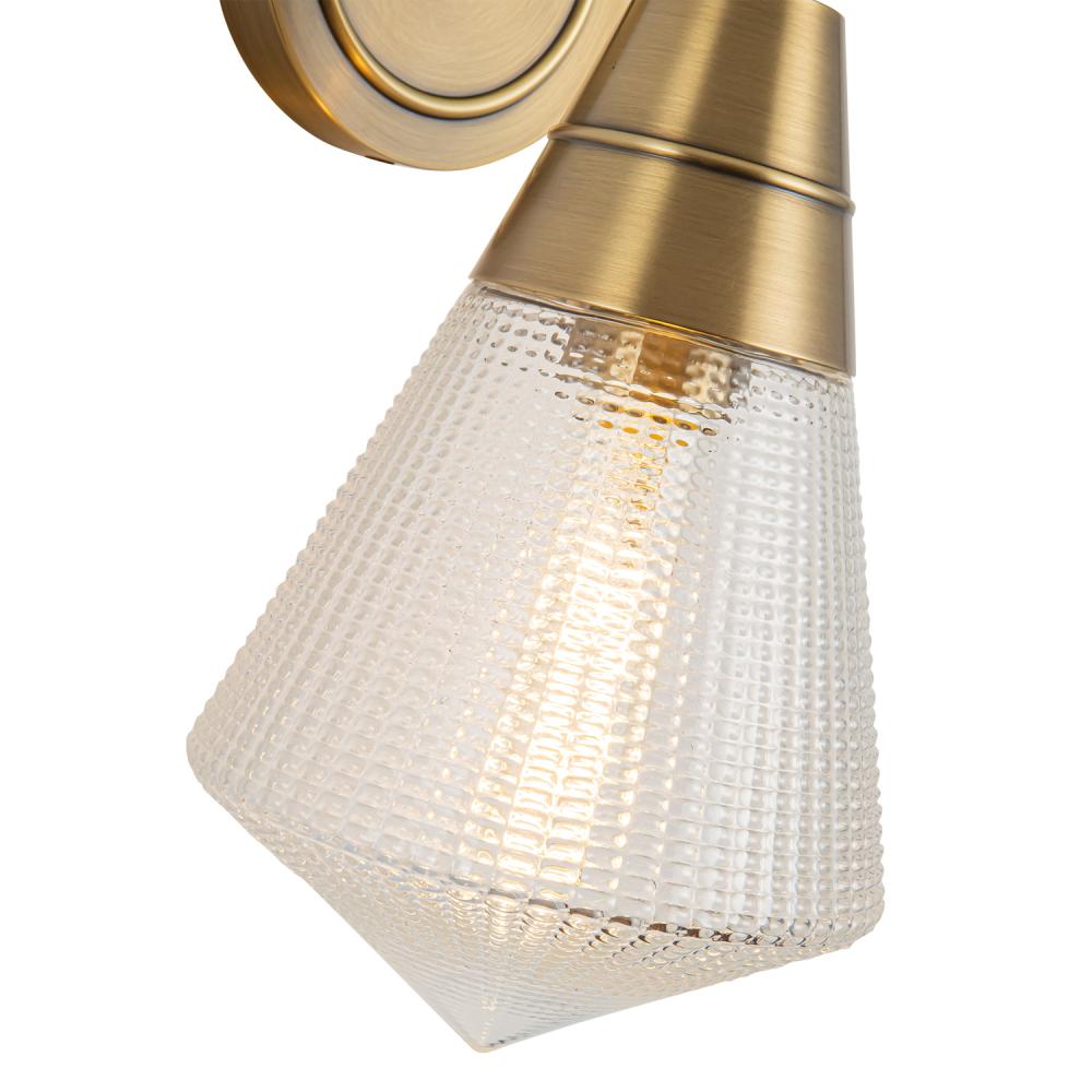 ALORA Lighting WV348106VBPG Willard Vintage Brass/Prismatic Glass Wall/Vanity Light Fixture