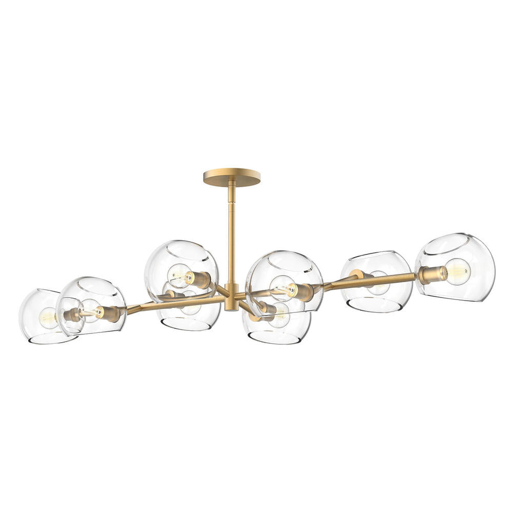 ALORA MOOD Lighting LP548848 Linear Pendant, 8 Lights, Brushed Gold/Clear Glass