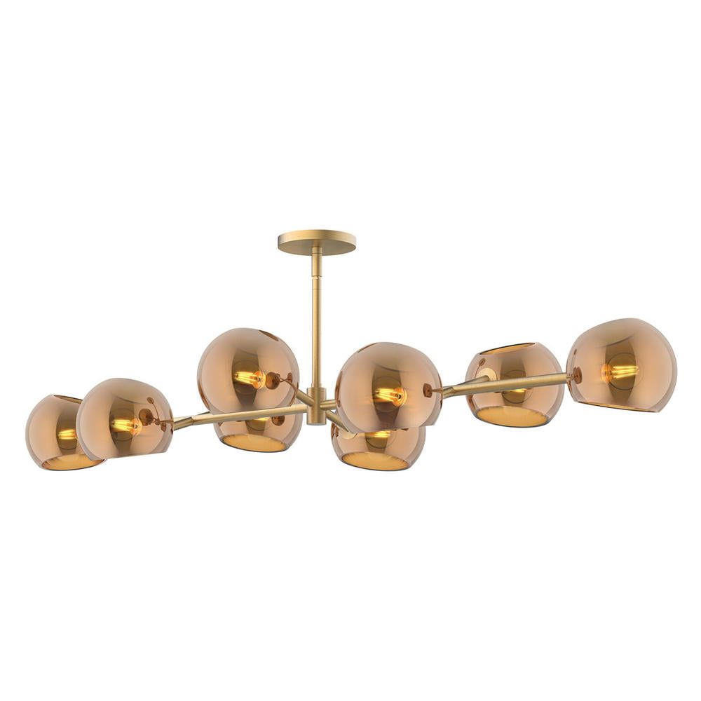 Alora Mood Willow LP548848 Brushed Gold/Copper Glass 8 Lights Linear Pendant, 480W, UL Damp Rated