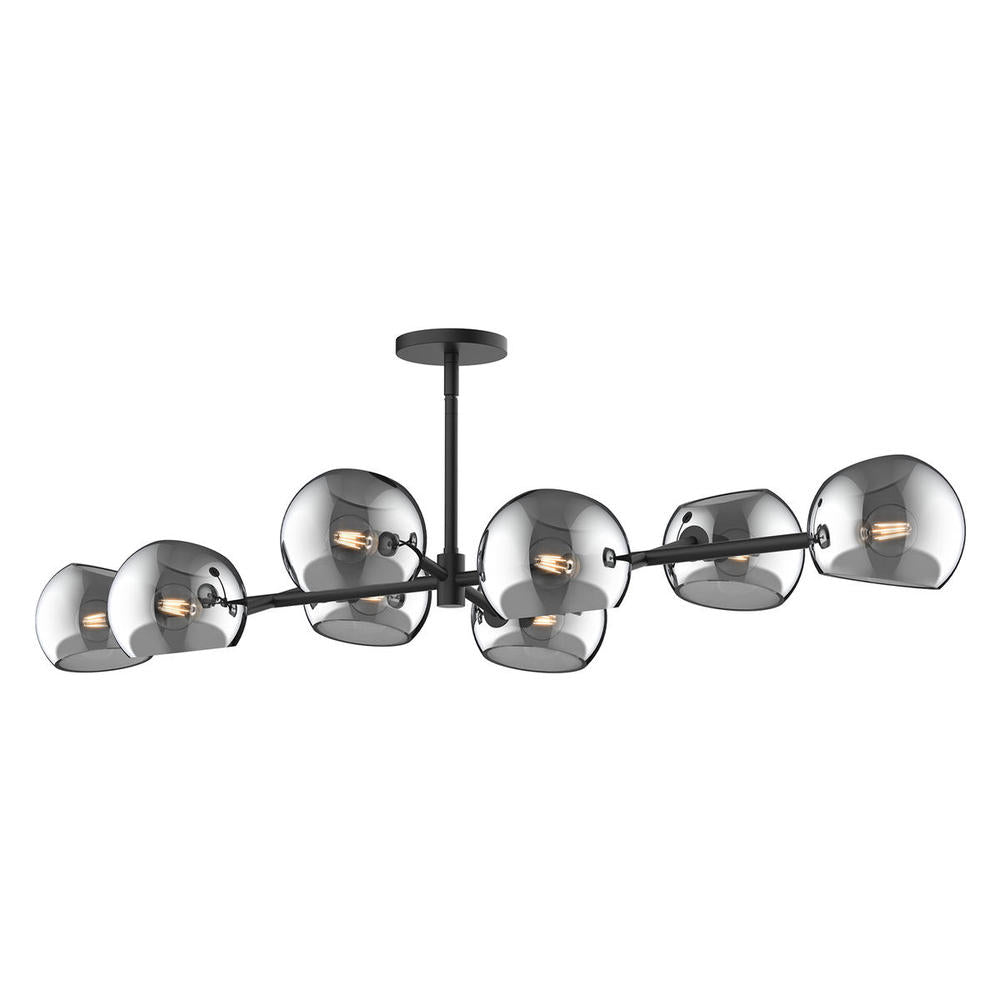 ALORA MOOD Lighting LP548848MBSM Linear Pendant, UL Damp Rated, Matte Black/Smoked Solid Glass
