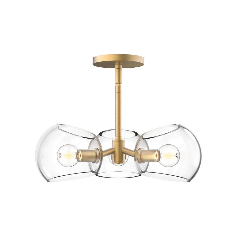 ALORA MOOD Lighting PD548315BGCL Pendant, 3 Lights, Brushed Gold/Clear Glass