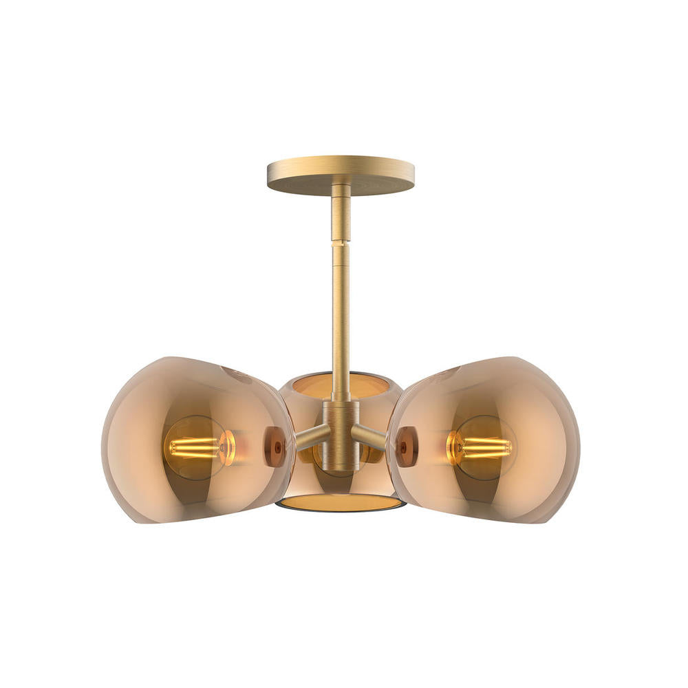 ALORA MOOD Lighting PD548315BGCP Pendant, 3 Lights, Brushed Gold/Copper Glass