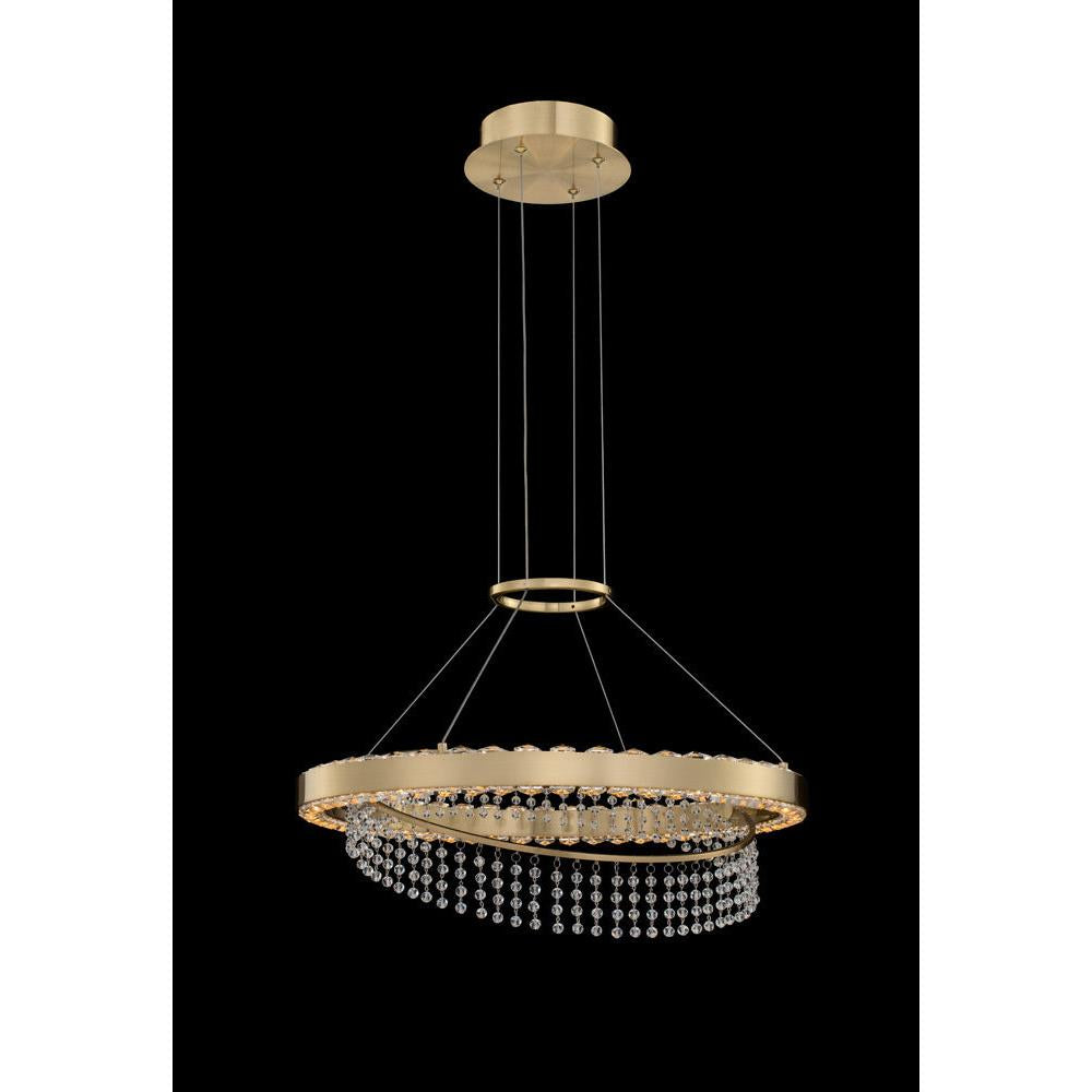 Saturno Luxury Crystal Pendant – Polished Brass