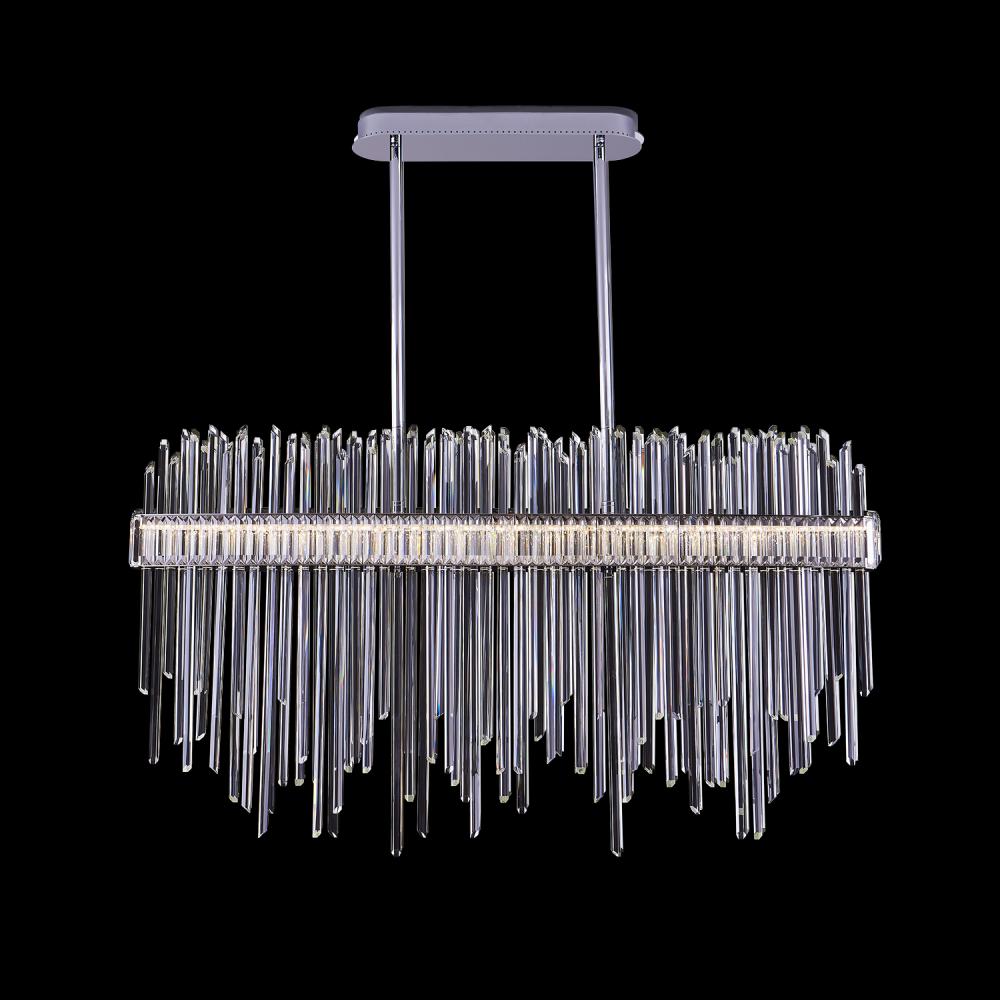 Piovere Luxury Crystal Island Candelier – Polished Chrome