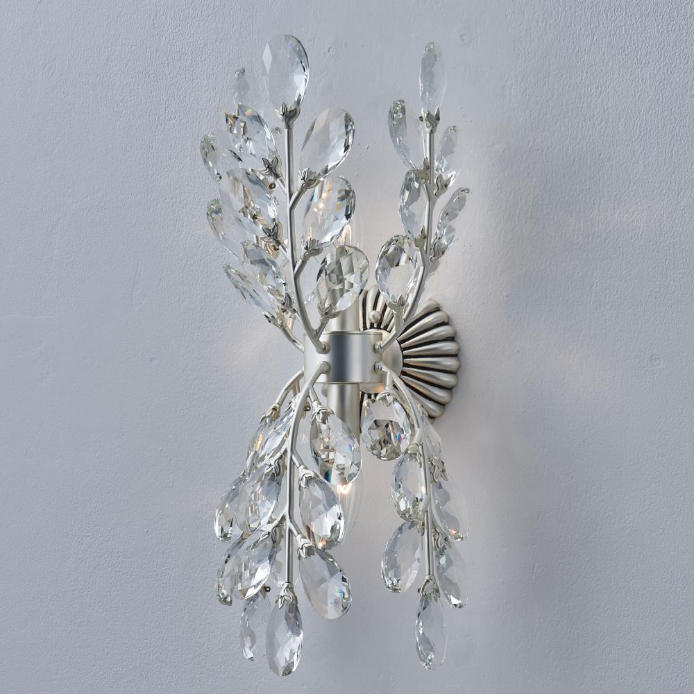 Alloro Luxury Crystal Wall Sconce – Pewter