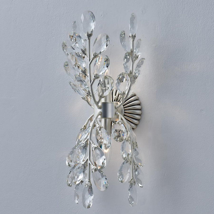 Alloro Luxury Crystal Wall Sconce – Pewter