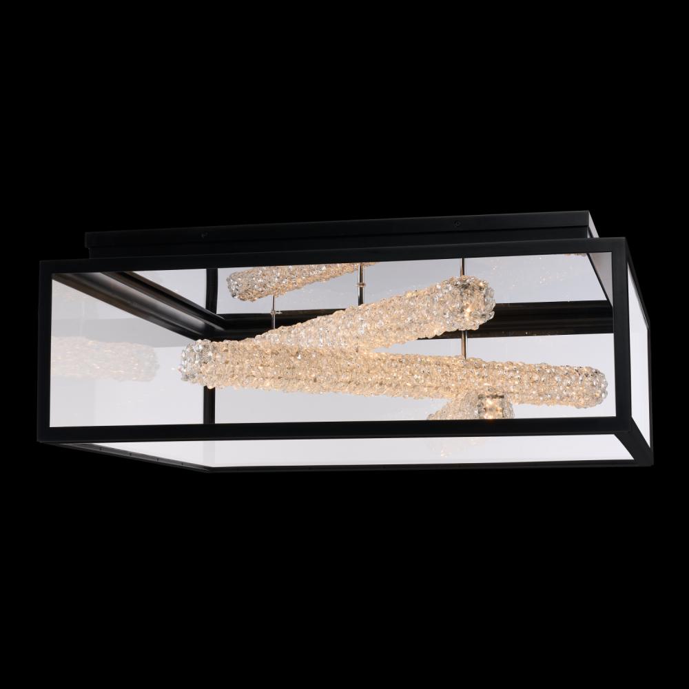 Lina Luxury Crystal Flush Mount Light – Matte Black