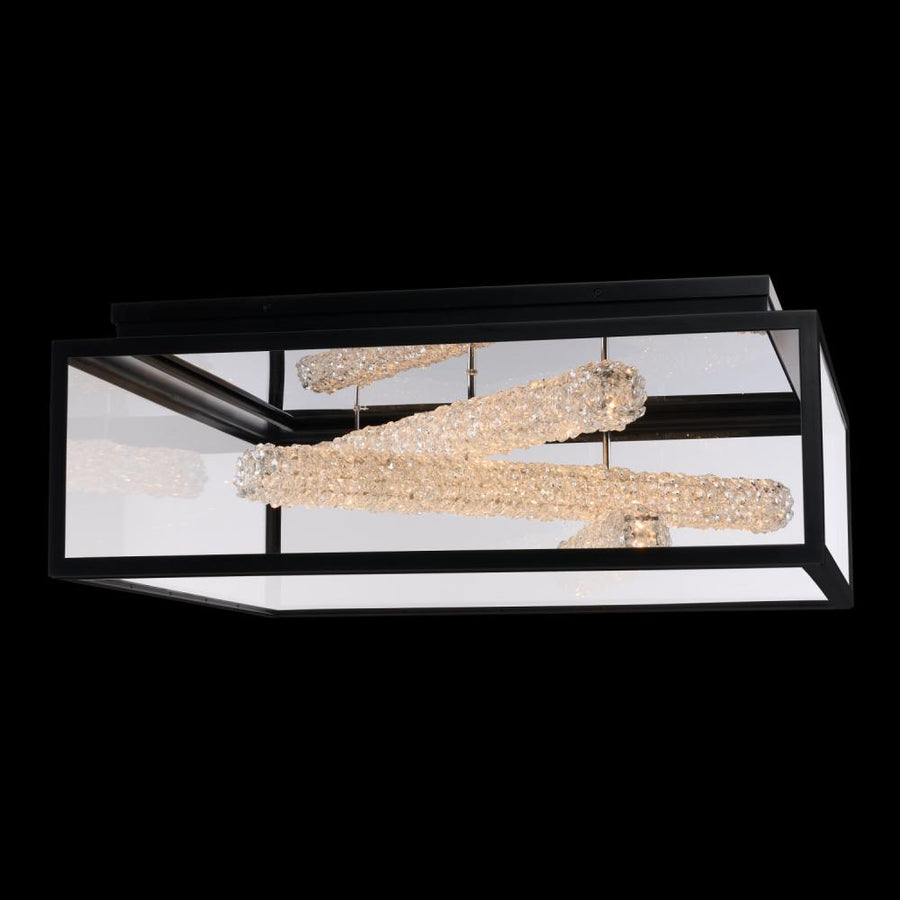 Lina Luxury Crystal Flush Mount Light – Matte Black
